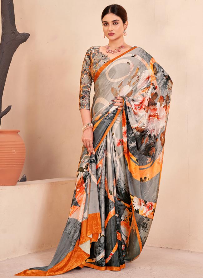 Crepe Soft Silk Multi Colour Casual Wear Printed Saree